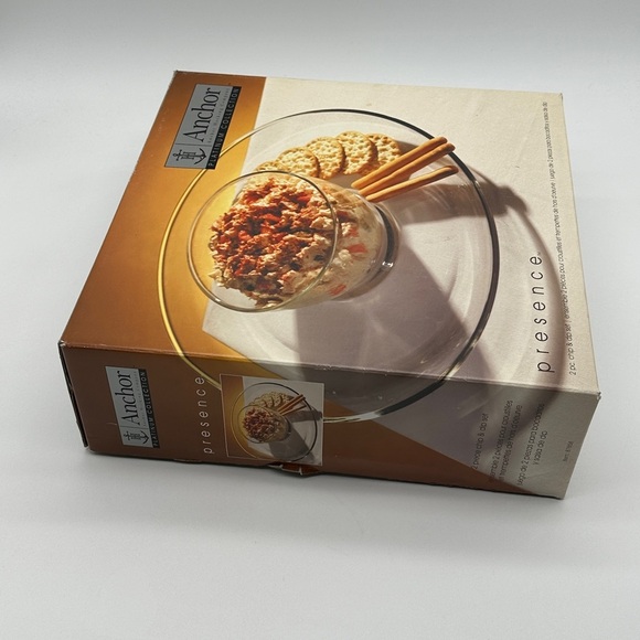 Anchor Hocking Presence Deep Chip n Dip Set Clear Glass USA 2 piece. NEW - Picture 3 of 5